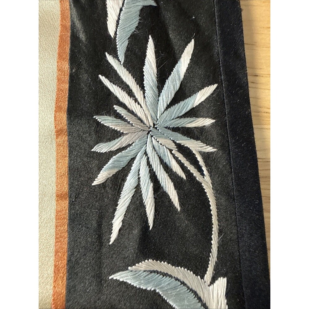 Vintage Asian Silk Hand Embroidered Tapestry Floral Bird Design 13”x26” - Picture 11 of 16